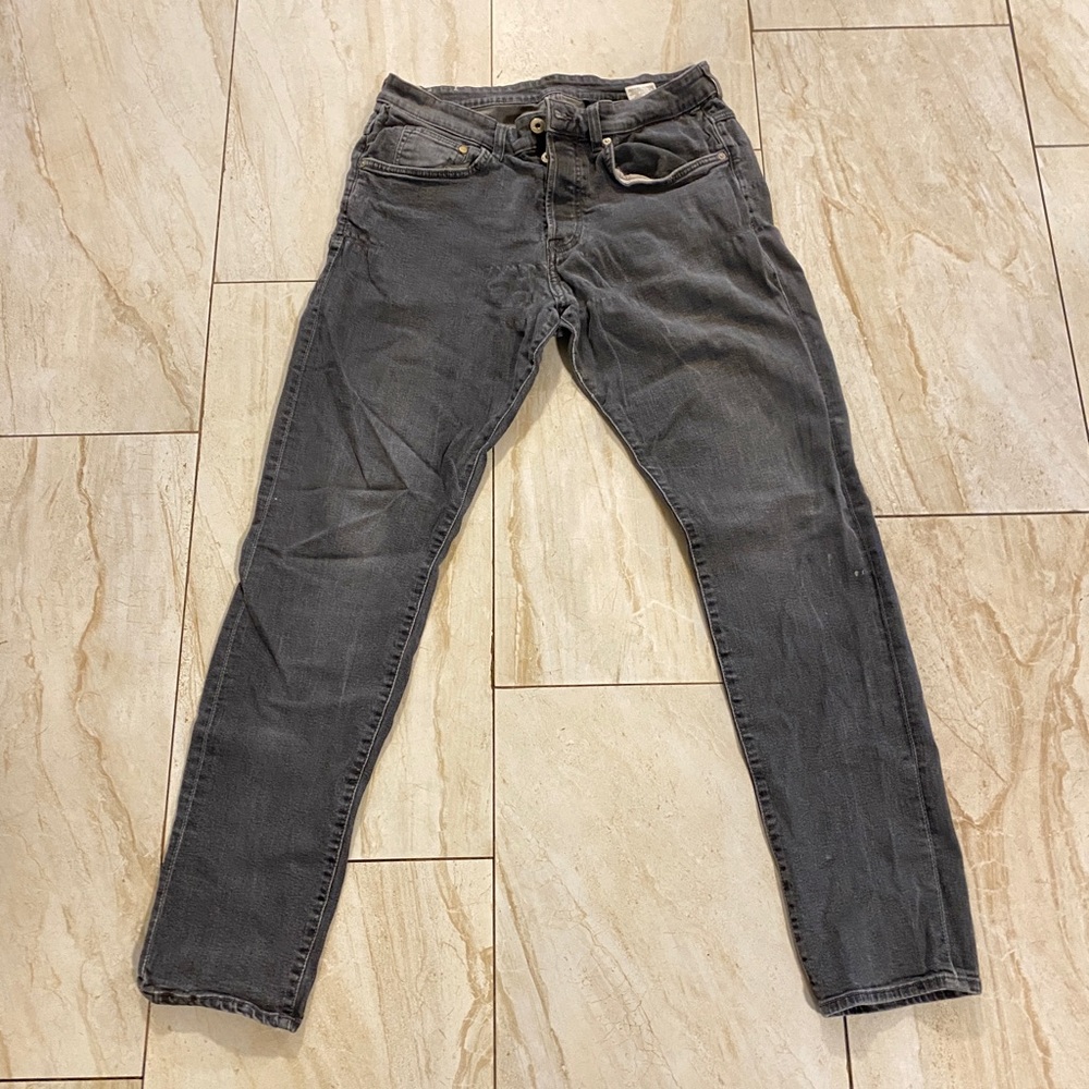 H&M grey denim distressed denim grey skinny jeans HM men jeans